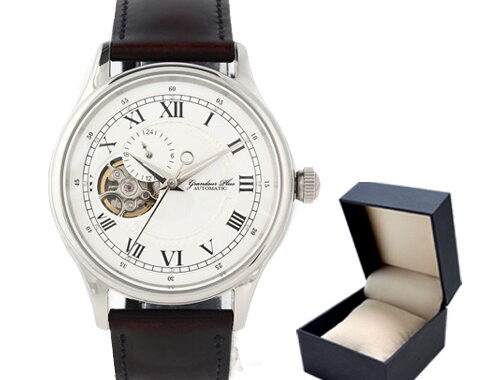 高級腕時計ケース付き GRANDEUR グランドールプラス メンズウォッチ自動巻アドバンテックレザーシリーズ レッド GRP013W1＋BOX