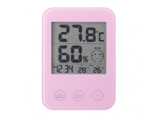 YAZAWA 熱中症・インフルエンザ警報付きデジタル温湿度計PKDO02PK