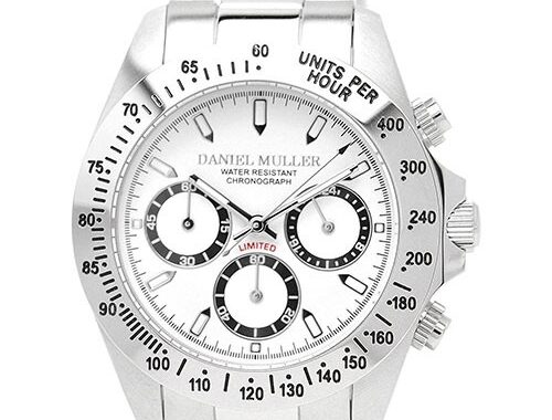 DANIEL MULLER ダニエルミューラー 腕時計 クロノグラフ ステンレス製 メンズウォッチ ホワイト DM-2003WH