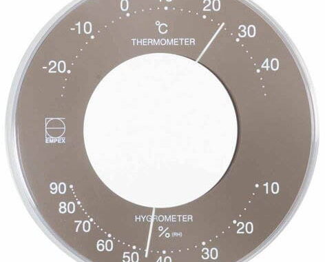 EMPEX 温度・湿度計 セレナカラー 丸型 置き掛け兼用 LV-4357 グレー