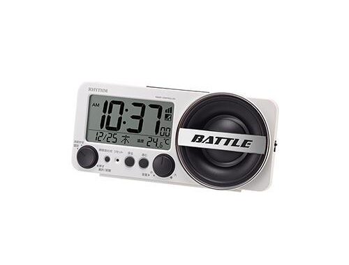 リズム時計 8RZ230SR-03（白パール） フィットウェーブバトル230 大音量電波デジタルめざまし時計